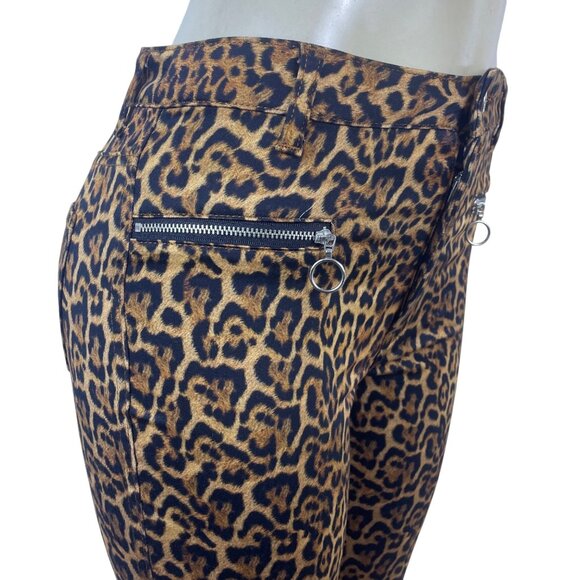 Zara Women’s Leopard Print Skinny Pants With Zipper Details Size 6 - New - Picture 5 of 10